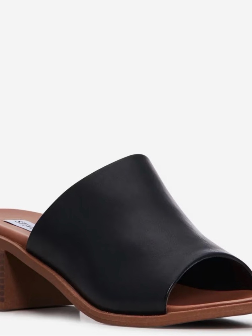 Steve Madden Black Leather Open-Toe Slide Mule